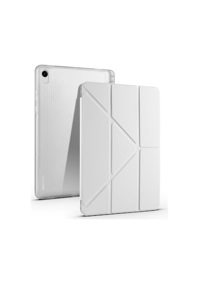 Galaxy Uyumlu Tab S11 Kılıf Mkst Tri Folding Kalem Bölmeli Standlı Kılıf - Gri Tablet Kılıfı