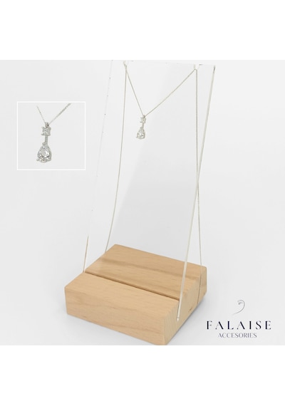Taşlı Damla Kolye - Gümüş Gümüş