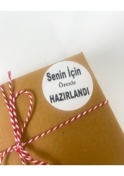 Senin Için Özenle Hazırlandı Siyah Yazılı 5 Cm Yuvarlak Etiket 100 Adet