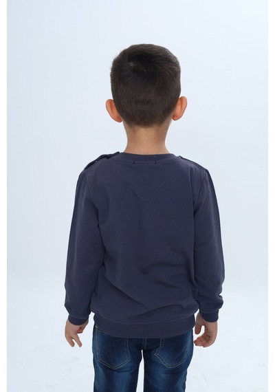 Toontoy Kids Toontoy Erkek Çocuk Çıtçıtlı Köpek Balığı Baskılı Sweatshirt Füme