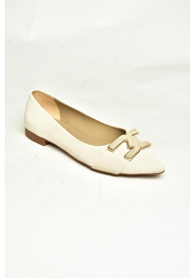Fox Shoes U820048704 Bej Kumaş Sivri Burun Kadın Babet Bej-kumaş Bej