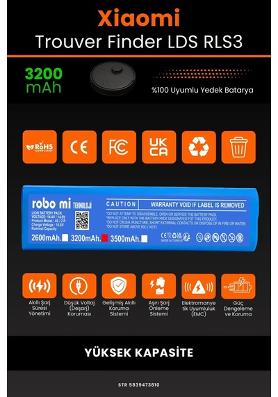 Xiaomi Trouver Finder Lds Rls3 3200mah Robot Süpürge Bataryası