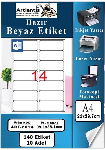 A4 Hazır Etiket 99.1x38.1 Mm 10 Sayfa 1 Paket Kendinden Yapışkanlı Fotokopi Lazer İnkjet Kağıdı Yazıcılar İçin Uyumlu