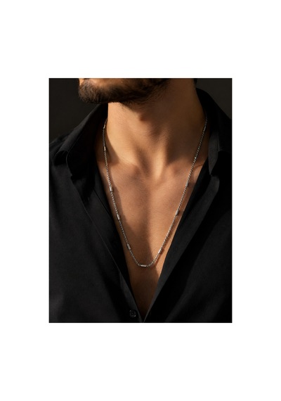 Çelik Renk Atmaz Zincir Erkek Kolye 60cm 2mm Gümüş - 909063041 Gümüş