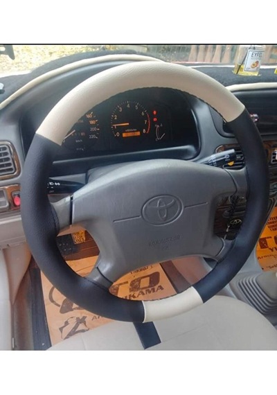 Dikişli Direksiyon Kılıfı Bej/siyah Deri Siyah Dikişli Toyota Corolla İçin Renkli