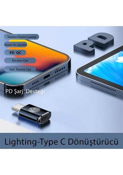 35w Type C To Lightning İphone 15 Max Pro Plus Yuva Çevirici Hızlı Şarj Aktarımı Otg Dönüştürücü Koyu Mavi Otgtm Otgtm-d