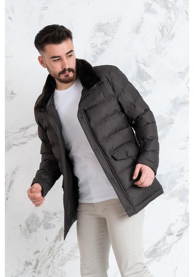 Yaka Kürklü Regular Fit Erkek Şime Mont