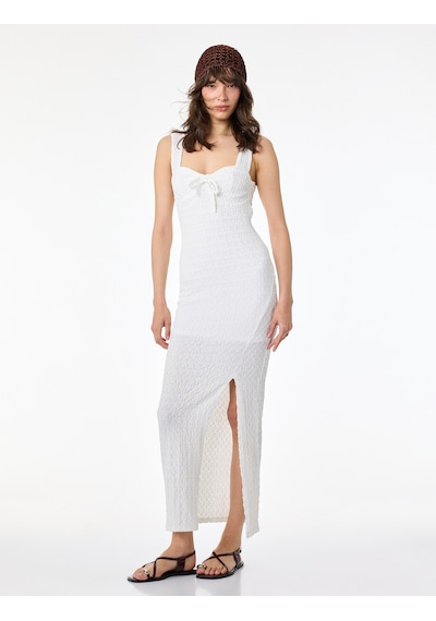 Koton Bürümcük Kumaş Kalp Yaka Kolsuz Uzun Bodycon Elbise Ekru 6sal80012ık Koton Bürümcük Kumaş Kalp Yaka Kolsuz Uzun Bodycon Elbise Ekru 6sal80012ık
