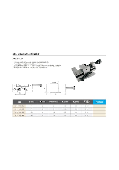 Fett 125mm Krasnic Açılı Vidalı Hassas Mengene