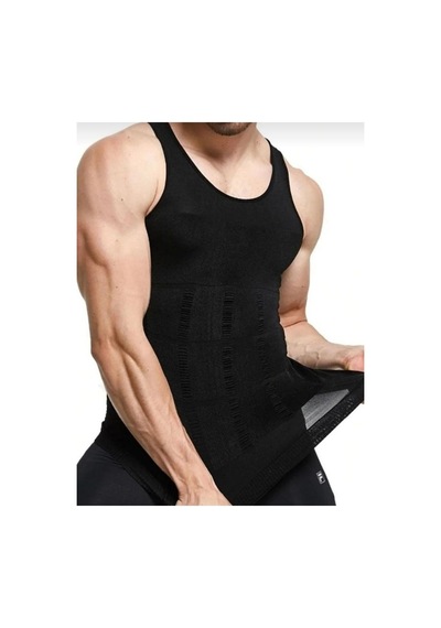 Fitform Giyim Erkek Atlet Korse Bel Göğüs Göbek Toparlayıcı Jinekomasti Dik Duruş Yardımcısı Siyah