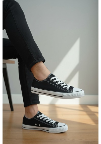Enoch Unisex Klasik Canvas Ve Bez Bağcıklı Keten Rahat Günlük Sneaker Ayakkabı Siyah Beyaz Enoch Unisex Klasik Canvas Ve Bez Bağcıklı Keten Rahat Günlük Sneaker Ayakkabı Siyah Beyaz