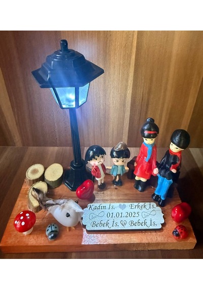 Kişiye Özel Aile Biblosu Işıklı Gece Lambası Sevgili Ve Çocuklu İsimli Hediyelik Evlilik Yıl Dönüm Hediyesi