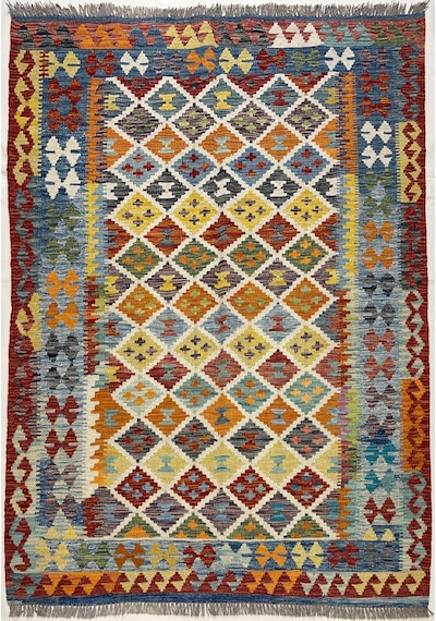 El Dokuma Afgan Kilim 100% Yün Kök Boya Elsanat Eserı İle Harıka Model Desenlı Çok Renkli