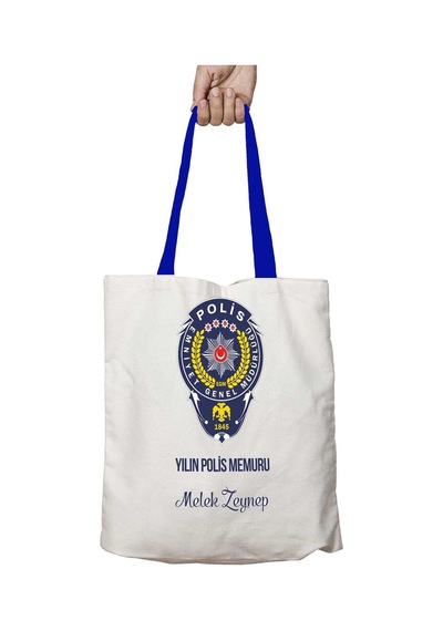 Art Hediye Mavi Kulplu Yılın Polis Memuru Yıkanabilir Omuz Çanta Çok Renkli