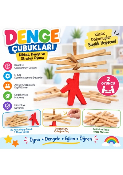 Denge Çubukları Akıl Zeka Denge Aile Oyunu
