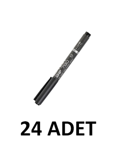 24 Adet Ohp Asetat Kalemi Siyah 780-sm M Uçlu Permanent Siyah