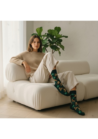 Gost Liria Tiger Socks Desenli Unisex Soket Çorap Yeşil