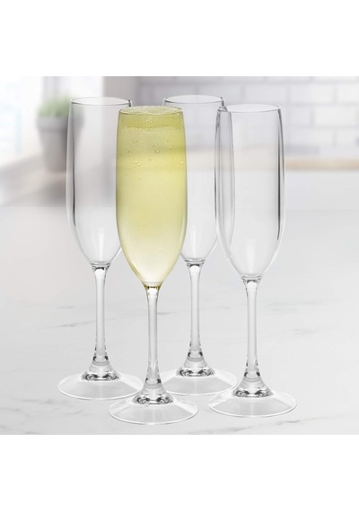 Tr D'eco Kırılmaz Saplı Şampanya Flüt 4'lü Set, 12 Oz Ea -%100 Yeniden Kullanılabilir Kırılmaz Mimoza Ve Şam
