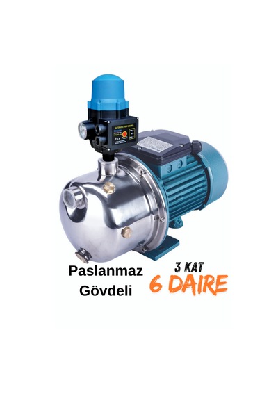 Paslanmaz Paket Hidrofor Jet100+hidromat 220 3 Kat 6 Daire