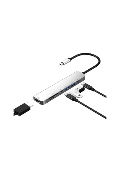 7 In 1 Sd Usb Type-C Hub Hdmı Girişli Apple Uyumlu MacBook Çevirici Çoklayıcı (451484926)
