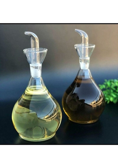 Morponi 2 Adet 900 ML Borosilikat Tombul Cam Yağdanlık Ve Altlık Yağlık Sirkelik Şeffaf
