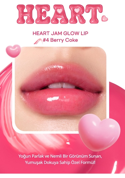 Peripera Heart Jam Glow Yoğun Nemlendirici Parlak Bitişli Balm 5 Berry Coke