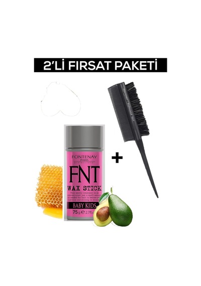 Fontenay Hair Wax Stick 75gr For Kids + Profesyonel Krepe Şiş Tarak 3043 2'li Set