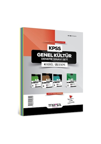 KPSS Genel Kültür Deneme Sınavı Seti 4 Fasikül 25 Deneme -  Marka Yayınları