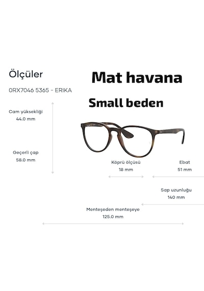 Ray-Ban Rb7046 Erika 5365 51ekt Small Kadın Mavi Işık Korumalı Ekran Gözlüğü Havana