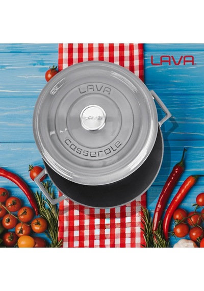 Lava Metal Premium Serisi - Döküm Yuvarlak Tencere, 28 Cm, Majolik Gri Genel