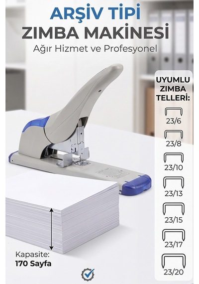 Büyük Boy Zımba Makinesi 1 Adet Temat 9170 Arşiv Tipi Zımba Makinası 170 Yaprak Kapasiteli Kollu Zımba Makinesi Büro
