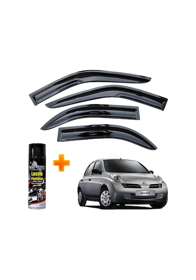 Nissan Micra Mügen Cam Rüzgarlığı 2003-2010 Arası 4 Lü Takım +500ml Lastik Parlatıcı