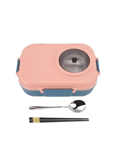 Vagonlife Bl70100 Çelik Hazneli Lunch Box Beslenme Kabı Pembe Pudra