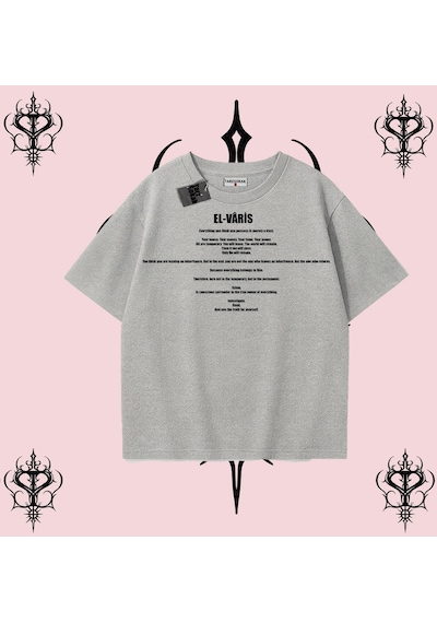 Tarzsokak El-varis İngilizce Rabbimin 99 İsminden El-varis Oversize Unisex Tişört Hakikat Temalı Streetwea Gri