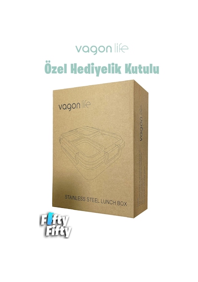 Vagonlife Büyük Ebat 1200 Ml Sızdırmaz,karışmaz 4 Bölmeli Lunch Box Yeni Nesil Sefer Tası -ff7080