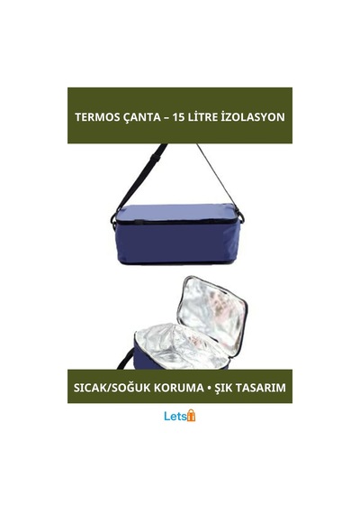 15 Litre Kapasiteli Termos Çanta Sıcak Soğuk Tutma Özellikli Çok Renkli
