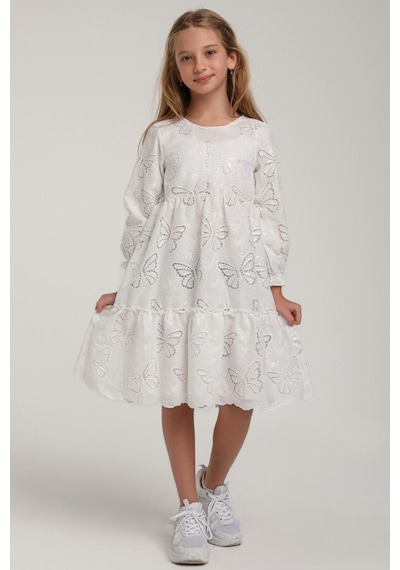 Xo Kids Kız Çocuk Elbise 5-9 Yaş 35944 Beyaz