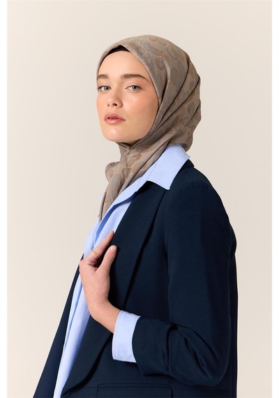 Silk Home Viskon Karışımlı Velora Eşarp Gri-bebe Mavi-yağ Yeşili Desenli Yumuşak Dokulu Tok Duruşlu 90x90 Çok Renkli