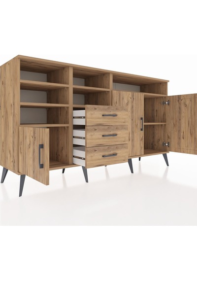 Kronos Konsol 7 Raflı 3 Çekmeceli 3 Kapaklı 176x59x99 Çam-çam Çam-çam