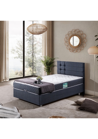 Viyana Tek Kişilik Baza Başlık Comfort Yatak Seti Lacivert 90 x 190