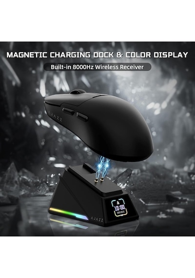 Aj159 Apex 8k Oyun Mouse, 3 Modlu Tft Ekranlı Manyetik Şarj İstasyonu,paw3950 Sensör, 56 Gram Diğer