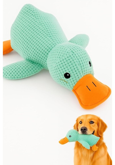 Köpek Oyuncağı Ördek Şekilli Peluş Sesli Ve Hışırtılı Dayanıklı Çiğneme Ve Isırma Oyuncağı Anti Stres Yumuşak Peluş Köpek Eğitim Ve Oyun Oyuncağı Yeşil