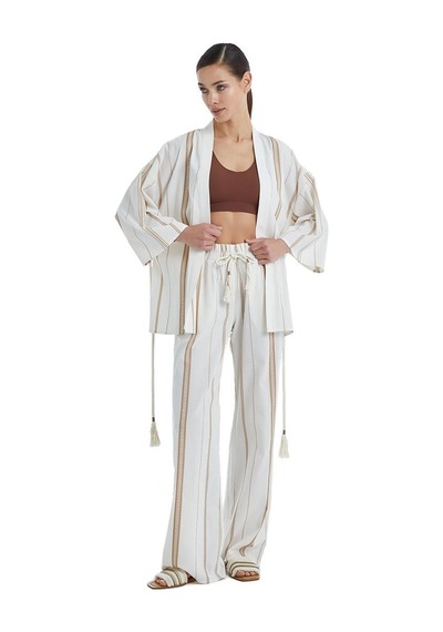 Blackspade Kadın Kimonolu Bej Pijama Takımı C2t0n4o06- 001