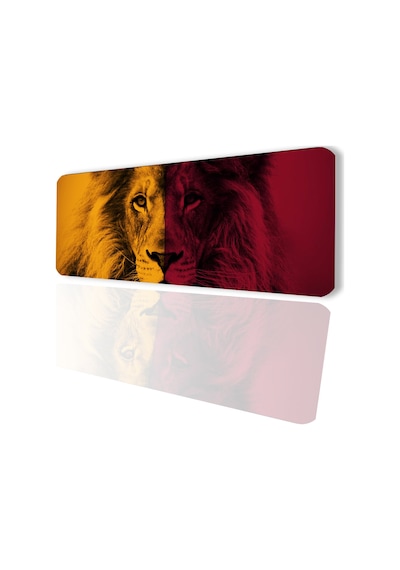 Sonictouch Sarı Kırmızı Aslan Temalı Kaymaz Gaming Oyuncu Masaüstü Dikişsiz Klavye Mouse Pad 32x70cm