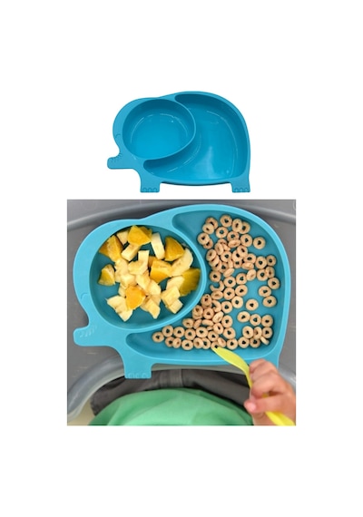 Buffer Bebek Ve Çocuk İçin Sevimli Fil Model Desenli Yemek Bebek Mama Kabı Bölmeli Tabak Renkli