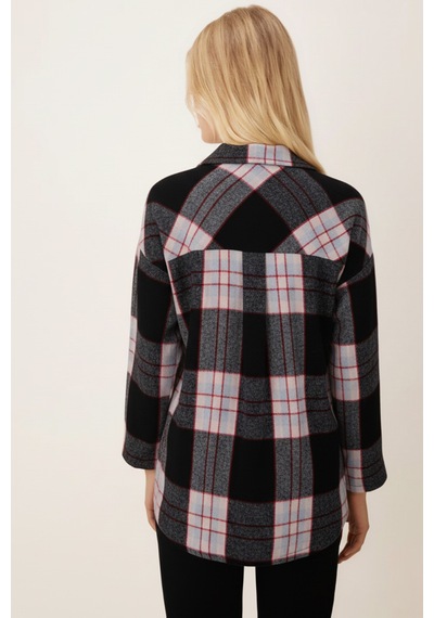 Armonika Kadın Füme Erkek Yaka Yanları Yırtmaçlı Oversize Ceket Arm-26k001009