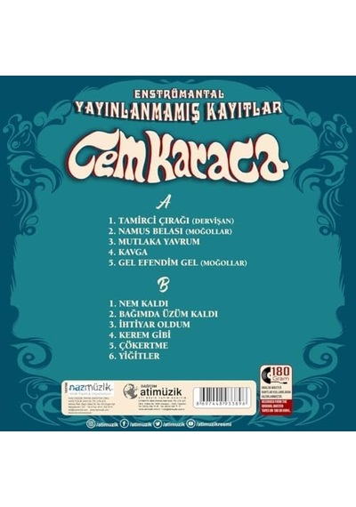 Cem Karaca Yayınlanmamış Kayıtlar Plak Enstrümantal Plak
