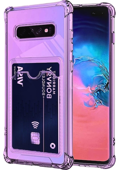 Samsung Galaxy S10 5G Uyumlu Kılıf Extra Köşe Korumalı Kartlıklı Cüzdanlı Silikon Kapak Lila