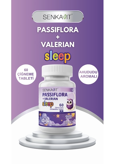 Senkavit Sleep Passiflora ,valerian Ahududu Aromalı 60 Çiğneme Tableti