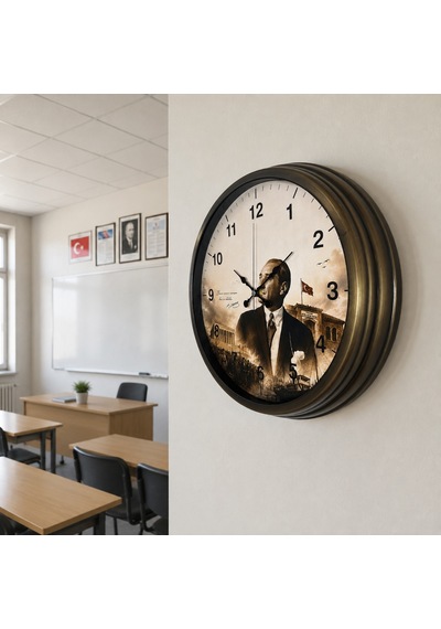 Cumhuriyet Hatırası Eskitme 40 X 40 Cm Metal Duvar Saati